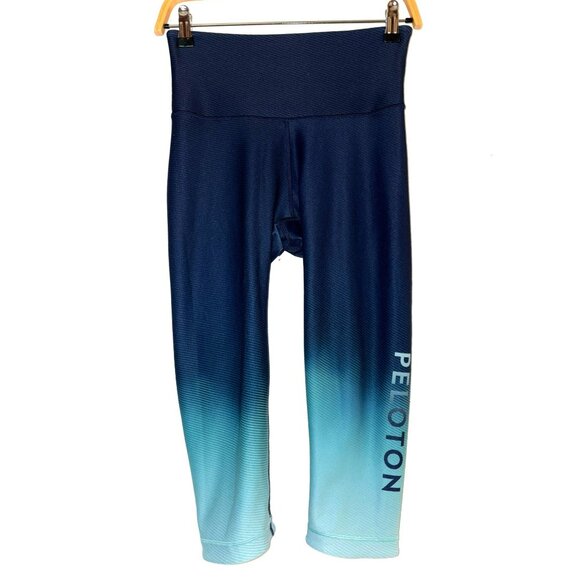 Peloton X WITH Bowie Stripe Fade Reversible Ombre & Topographic Print Cropped Le - Picture 1 of 10